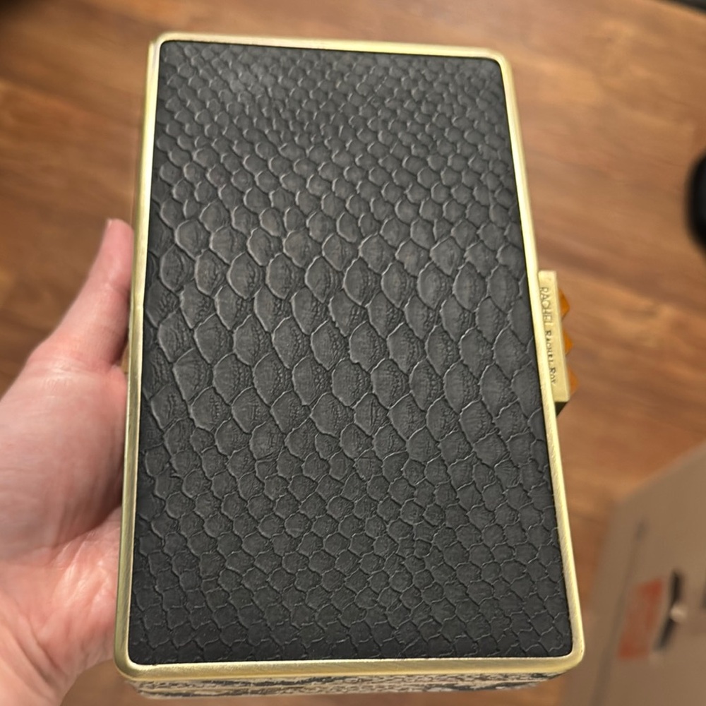 RACHEL Roy Black Clutch with Gold Trim - Picture 5 of 7